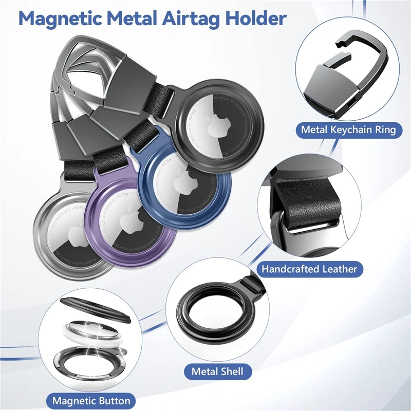 Magnetic Adsorption Cover For Apple Airtag Locator Protective Sleeve Shell For Air Tags Locator Keychain Protector Metal Case