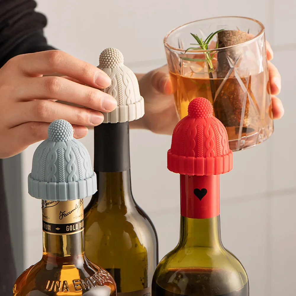 3pcs Silicone Wine Bottle Stoppers Christmas Wine Bottle Caps Bar Tool Reusable Saver Bottle Sealer Airtight Plug Safe Wine Cork