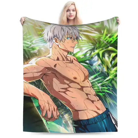 Gojo Satoru Blankets Winter  Super Soft Throw Blanket For Girl Bedroom Flannel Bedspread Bed Cover