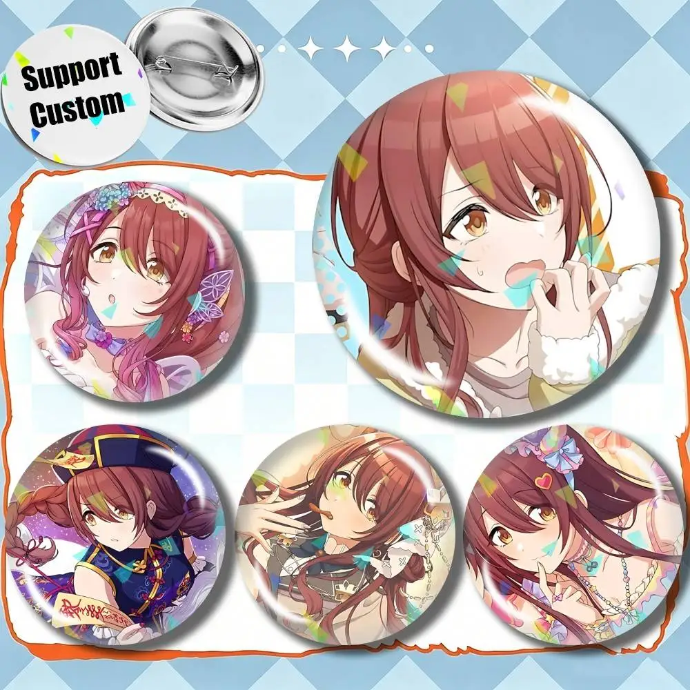 ALSTROEMERIA Amana Osaki Broches Redondos Personalizables, Insignias Personalizadas con Diseño de Cristal Roto, Accesorio de Moda