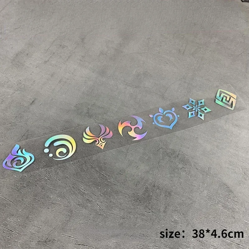 Reflective Laser Car Stickers Genshin Impact Decoration Sticker Element Reaction Transparent Sticker Luggage Bicycle DIY Decor