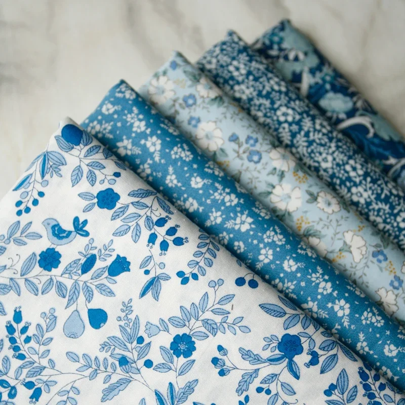 

Хлопковая ткань из поплина с синей птицей, летняя классическая рубашка, модный дизайн для одежды, шитье своими руками, оптовая продажа, ткань по метрам