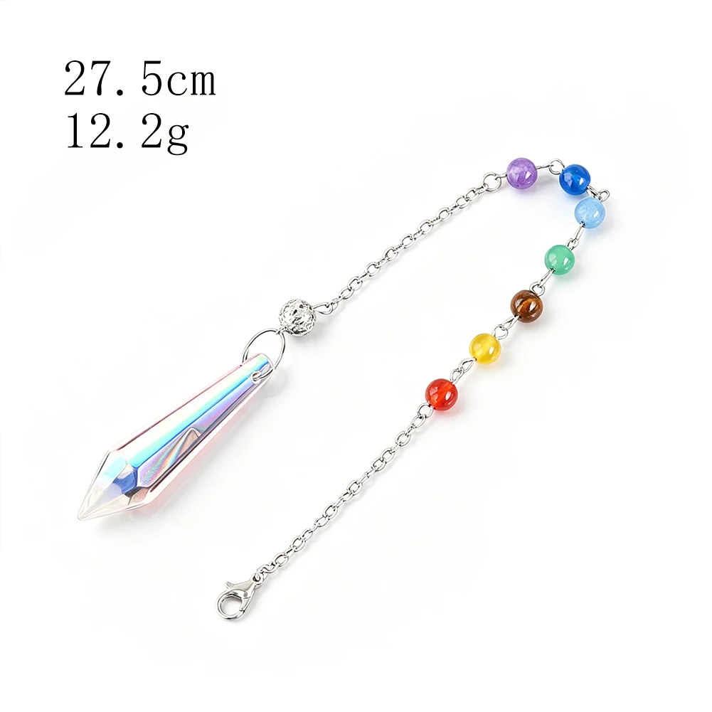 7 Chakra Holographic Crystal Pendulum 2 Sizes AB Color Healing Dowsing For Divination Meditation Chakra Balancing Spiritual Gift