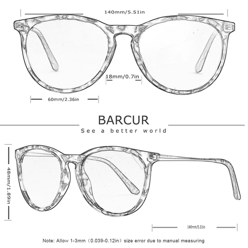 Imagen 2 del producto BARCUR, diseño de marca, gafas de sol de moda para mujer, montura de titanio de plástico duradero, lentes UV400, gafas de sol polarizadas circulares Retro