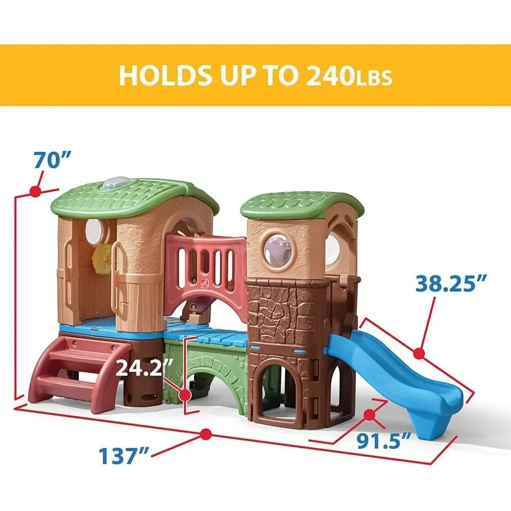 Clubhouse Climber Playset for Kids, Ages 2 –6 Years Old, Two Toddler Slides and Climbing Wall, Play Gym with Elevated Playhouse