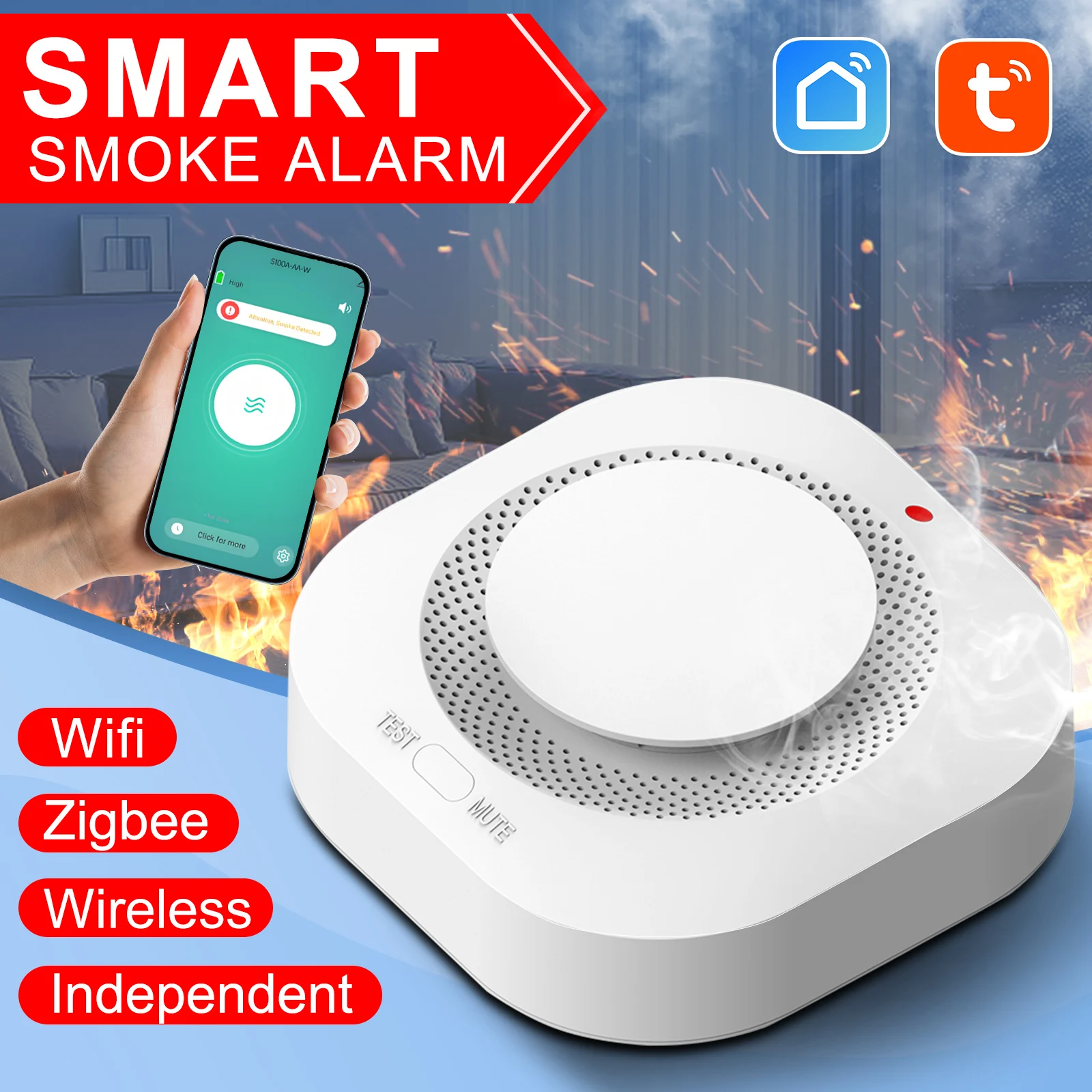 The Current Hot-selling Wireless WIFI Smoke Alarm Detects Fire Hazards in Time