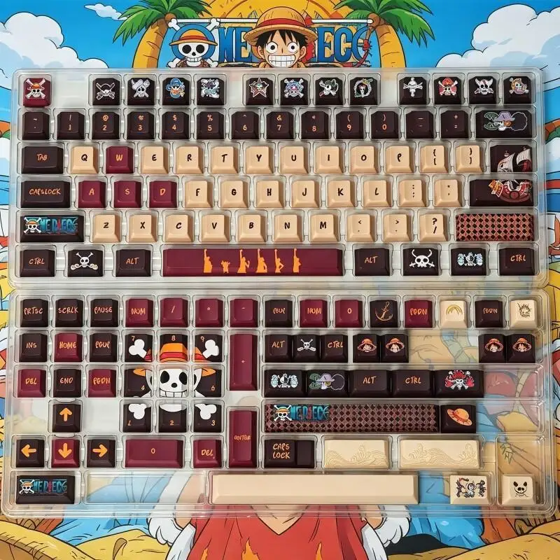 BANDAI One Piece Monkey D. Luffy Keycap Set Pbt Dye Sublimated Custom Themed Gaming Office Mechanical Keyboard Original Fashion view 3