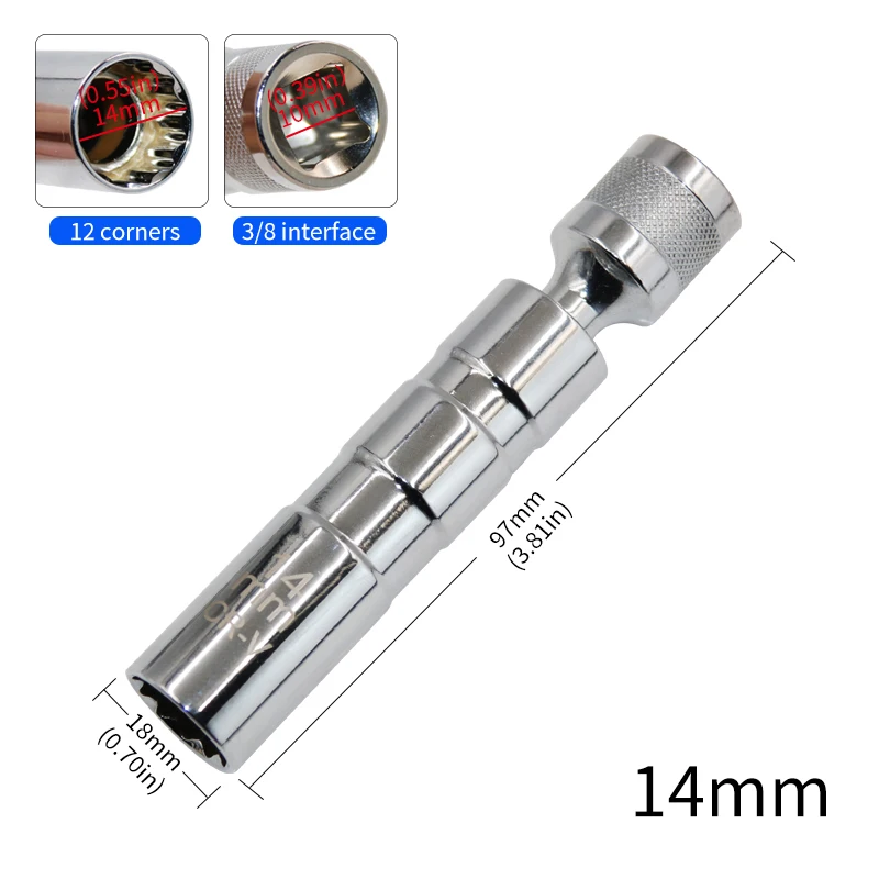 Imagem -06 - Universal 14 Mm16 mm Ponto Removedor Chave Magnética Spark Plug Manga Soquete do Carro Reparação Extrator Magnético 12 Ângulo 1pc