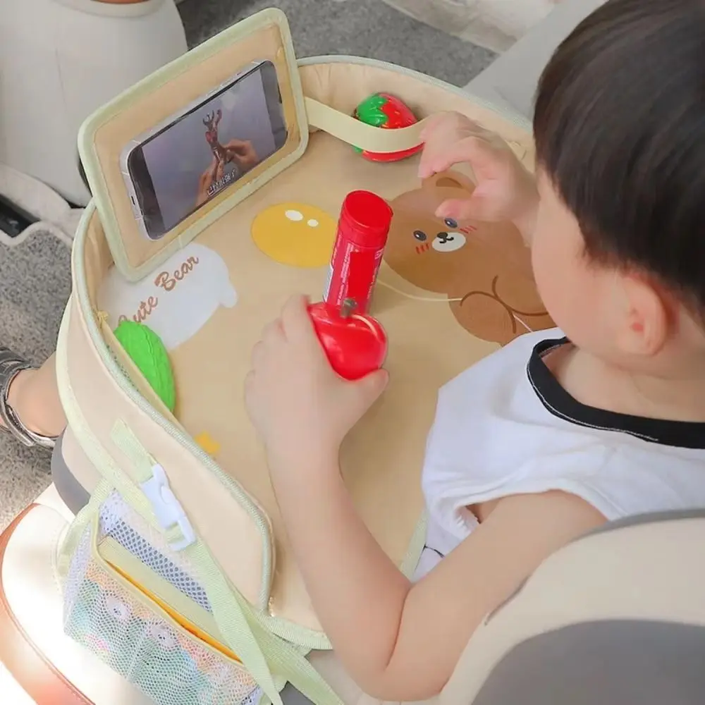 Baki Kursi Mobil Bayi Kartun Universal Tempat Mainan Anak Beruang Kelinci Baki Makan Meja Baki Mobil PVC Piring Makan Mobil