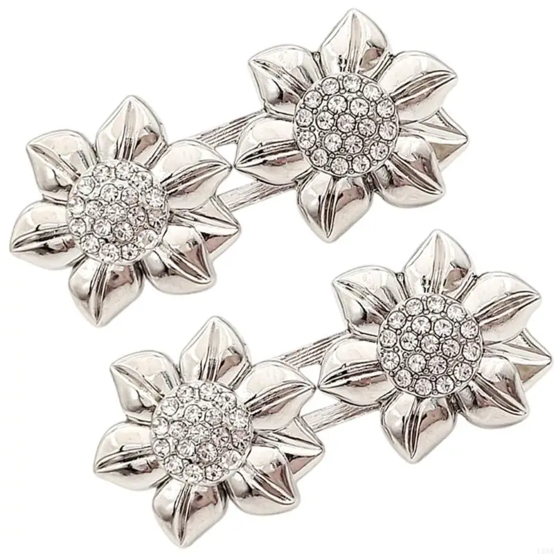 L5ya staccabile in lega lega Cincher Pulsante scintillante Crystal Flower Scap Closure NO Cucita Accessorio
