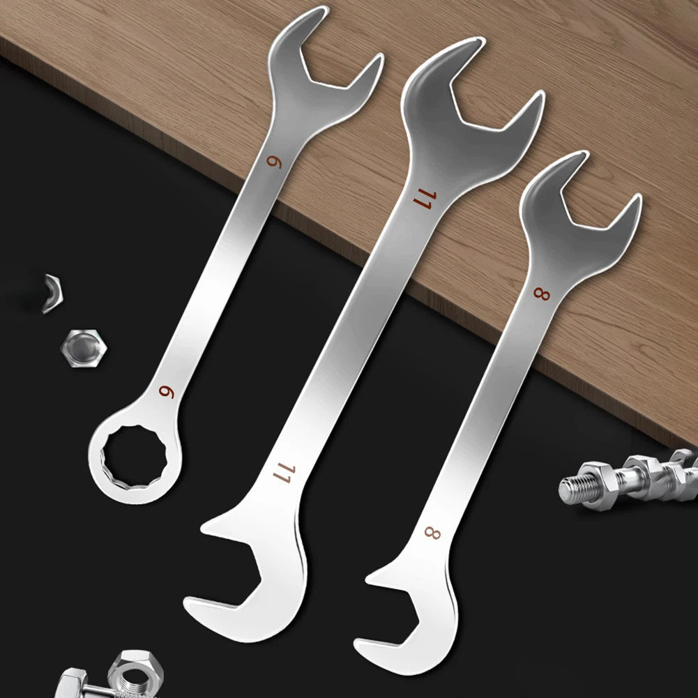 Мини-набор двойных открытых ключей с сумкой для хранения 8, 10 предметов, размеры от 4 до 11 мм, набор инструментов из углеродистой стали для обслуживания машин