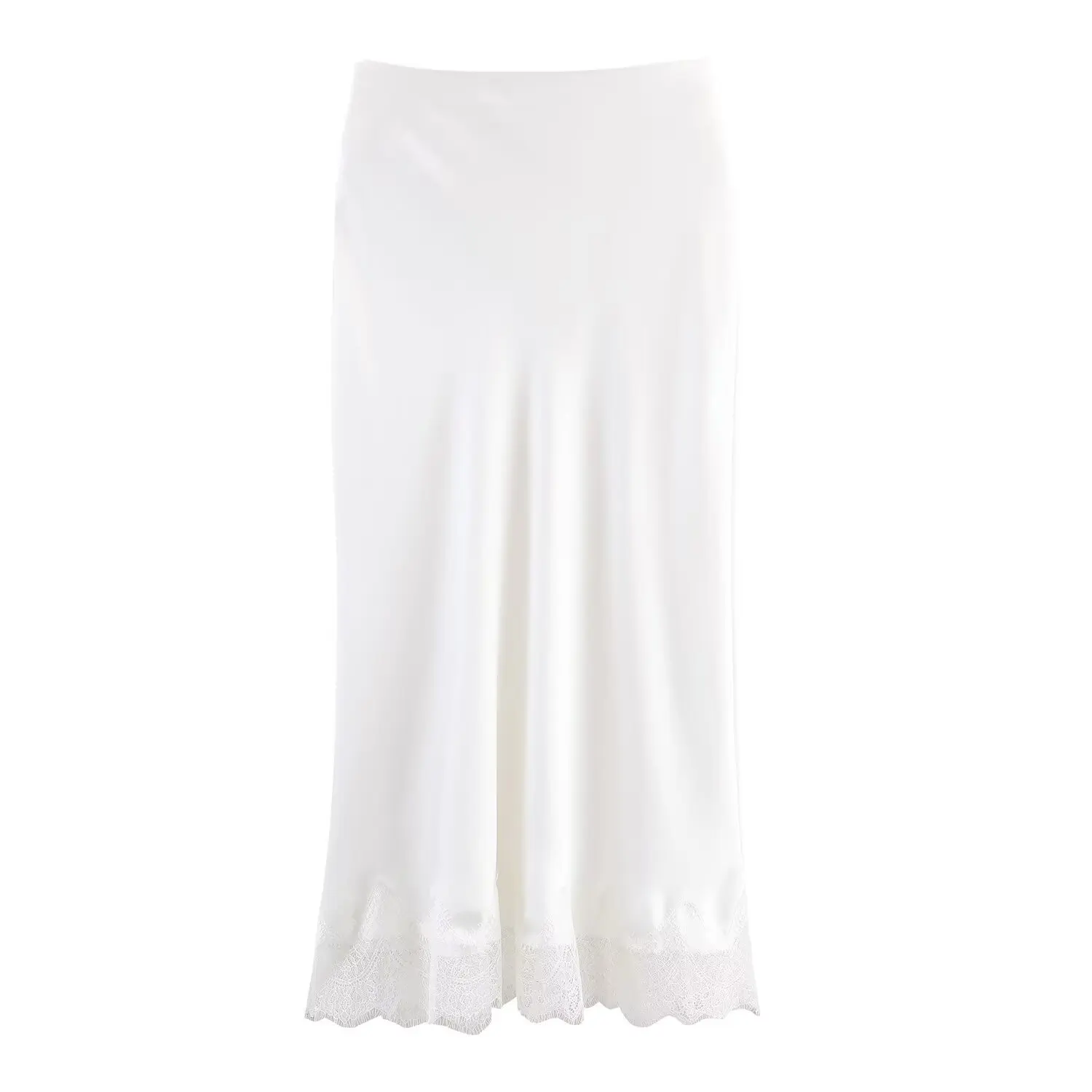 Bsay bainha renda cetim saia roupas femininas 2025 outono novo chique feminino marrom francês elegante longo cintura alta midi saias mujer