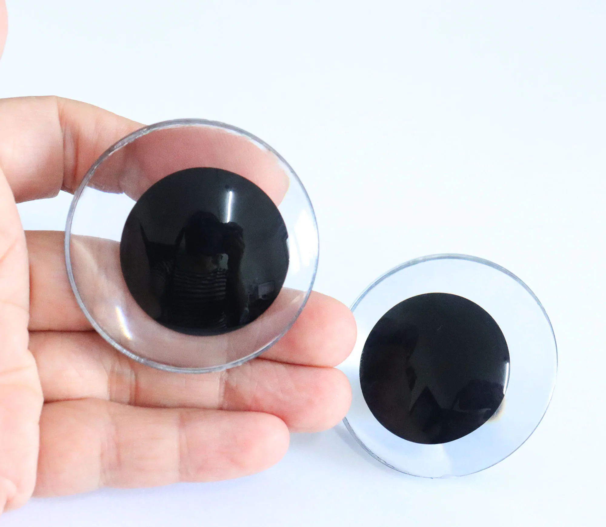 2pair/lot  new 50mm  clear 3D comical round glitter toy  eyes with hard washer(no glitter disc)