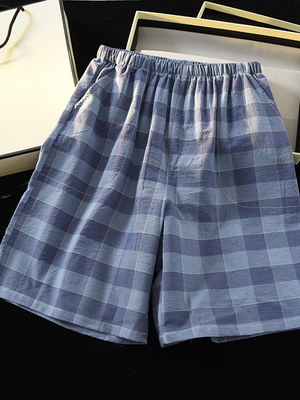 منقوشة Waed القطن orts الرجال Spwear الصيف فضفاض خمسة أرباع المنزل السراويل مريحة للتنفس عارضة الشباب Sle