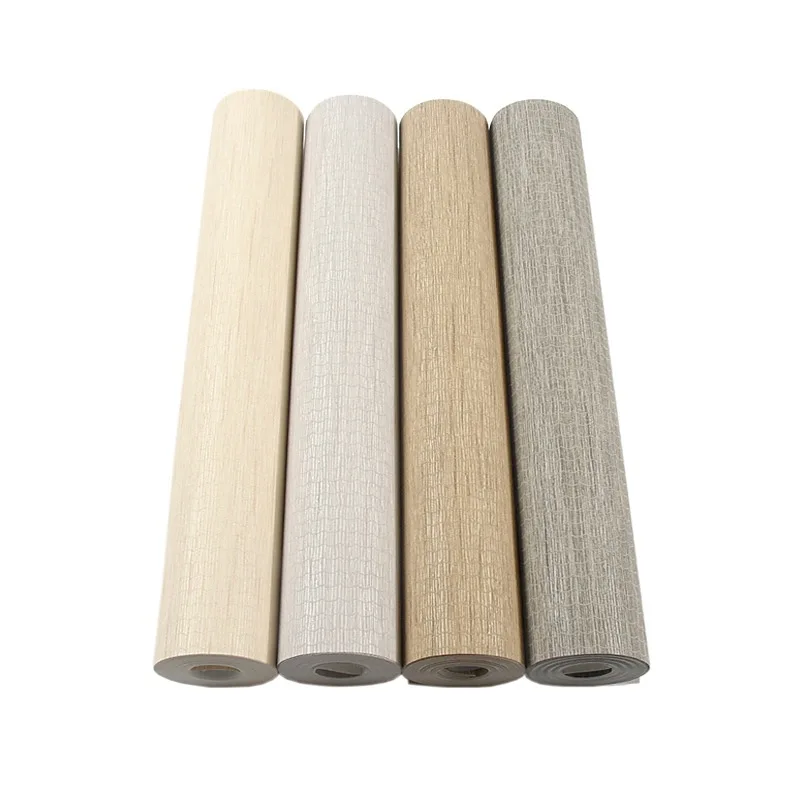 Non woven wallpaper modern minimalist solid color Japanese style linen bedroom living room hotel decoration wallpaper