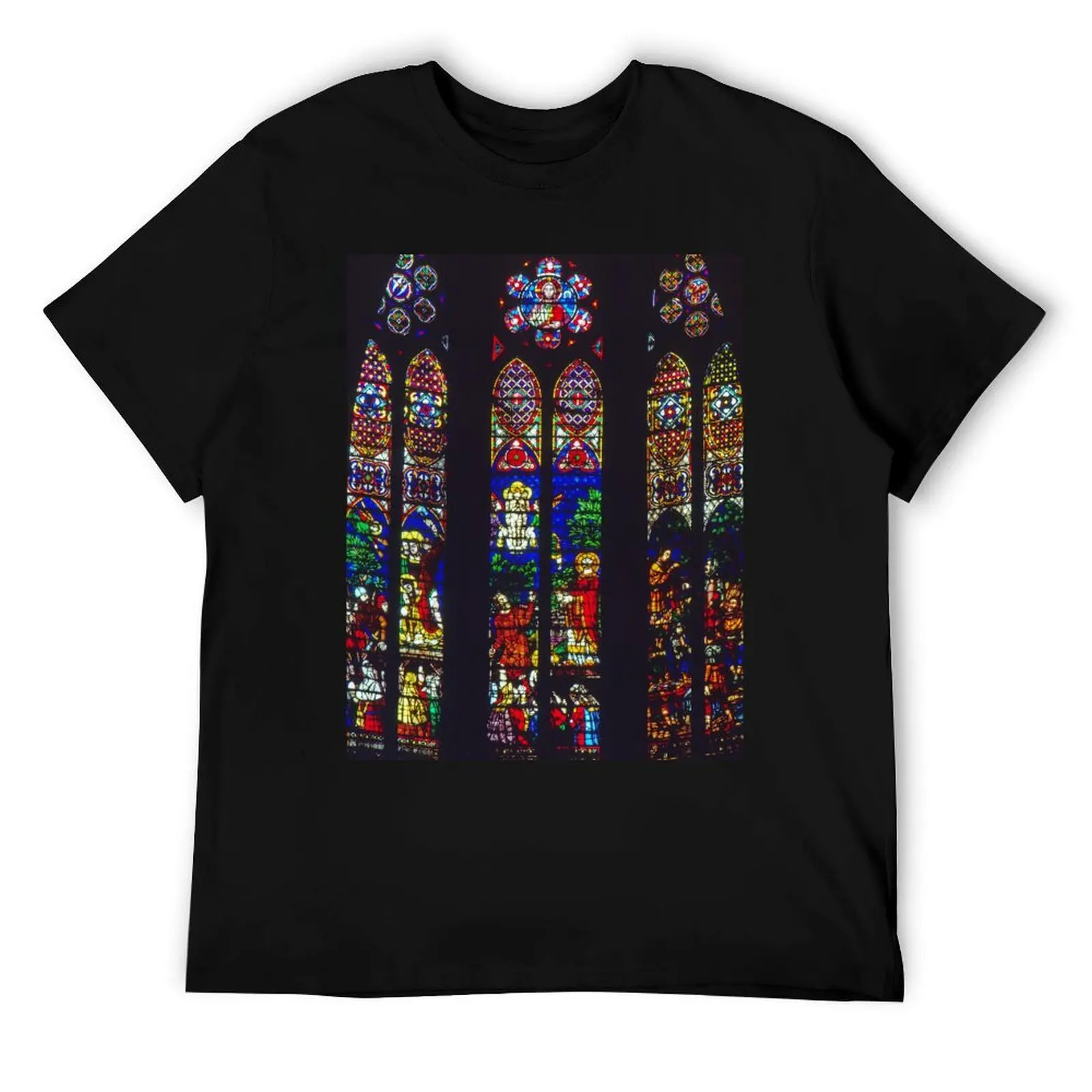 

Windows over nave St Denis Cathedral St Denis Circa C12 France 19840826 0010 T-Shirt cotton t shirt pack T-Shirt