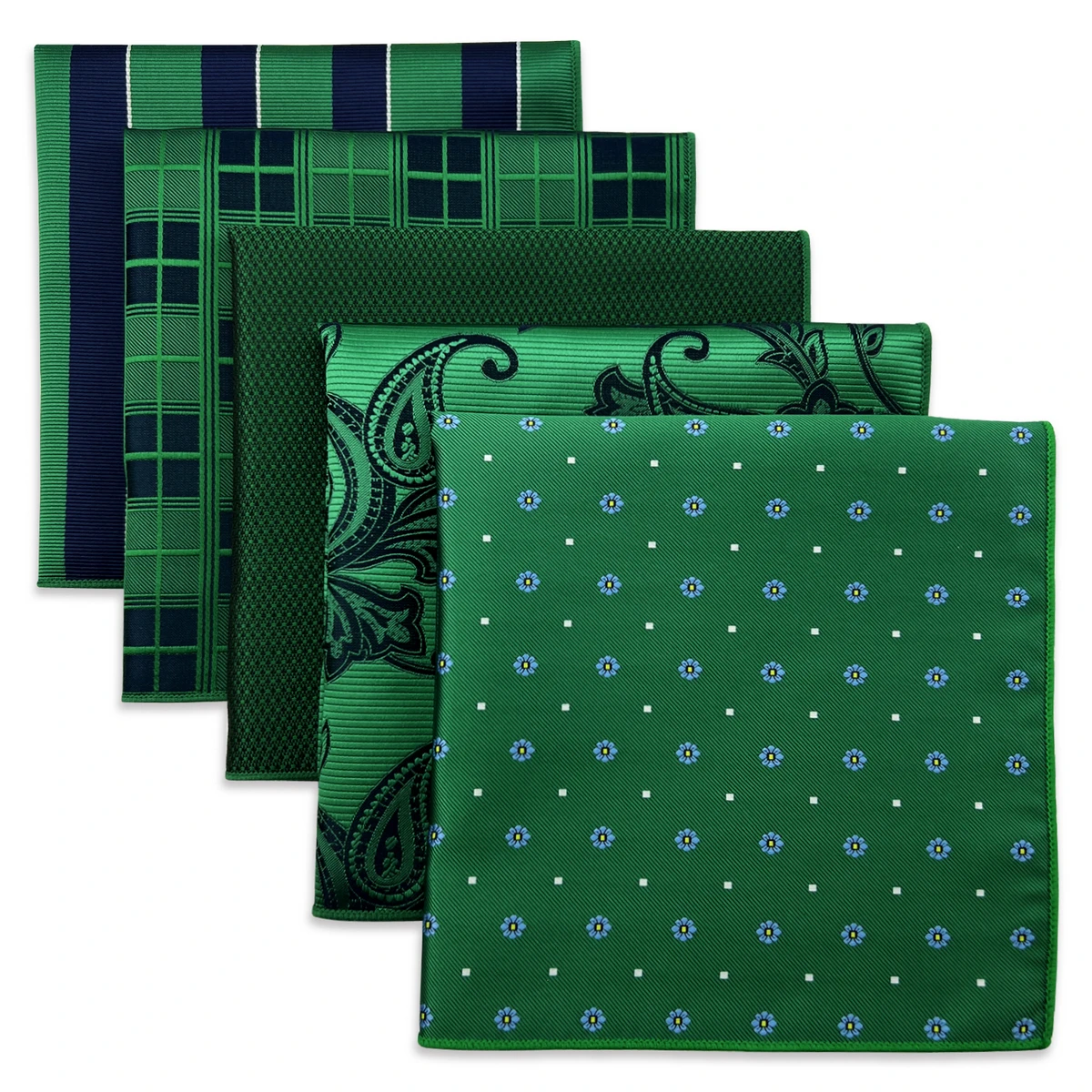5 PCS Men's Pocket Square Set, Assorted Handkerchief Styles