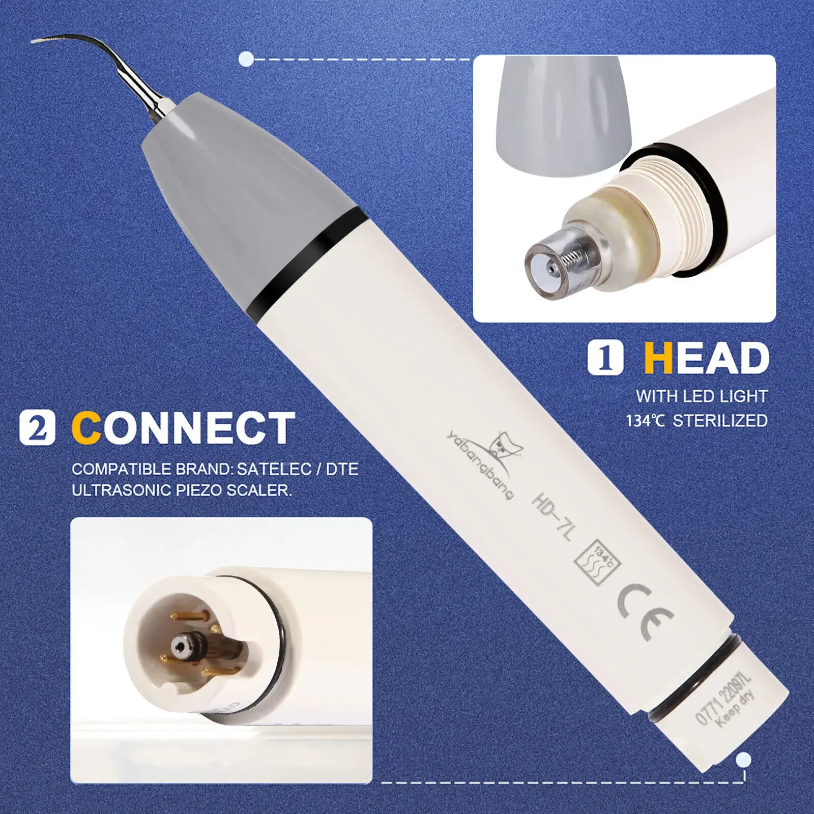 Dental LED Light Fiber Optic Ultrasonic Piezo Scaler Handpiece for DTE SATELEC Detachable