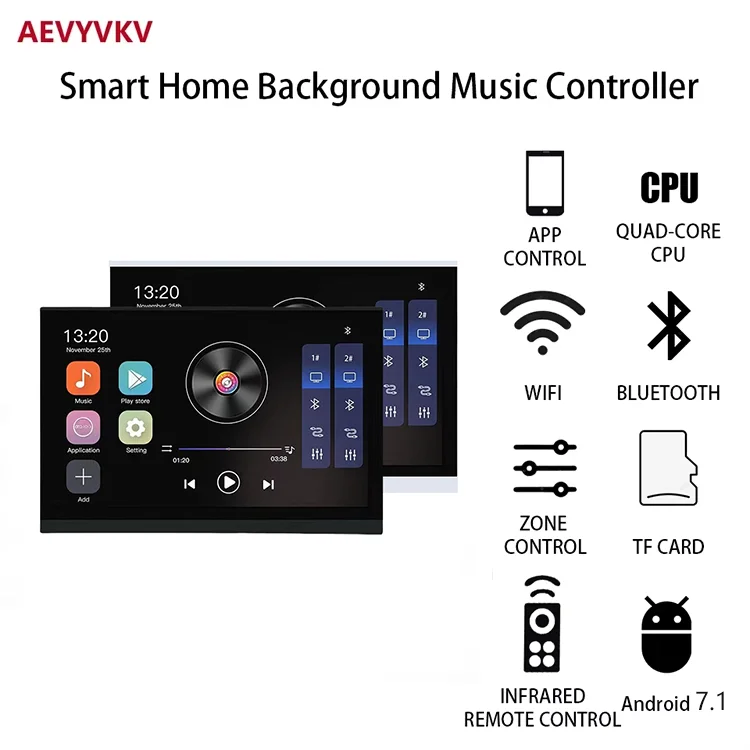 

Smart Home Audio Control Panel Set Background Music Host WiFi Bluetooth Wall Amplifier 8x30W Android Ceiling Speaker Control