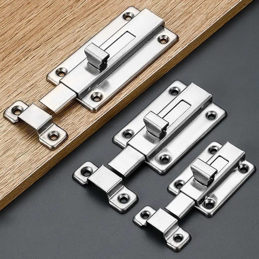 1Set 2/3/4inch Stainless Steel Door Latch Hasp Buckle Bolt Hotel Office Security Lock Wooden Gate Window Kitchen Home Anti-theft