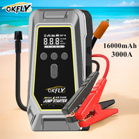 GKFLY 4 In 1 Car Jump Starter Air Compressor 3000A Portable Power Bank 16000mAh Car Battery Charger Booster Starting Device