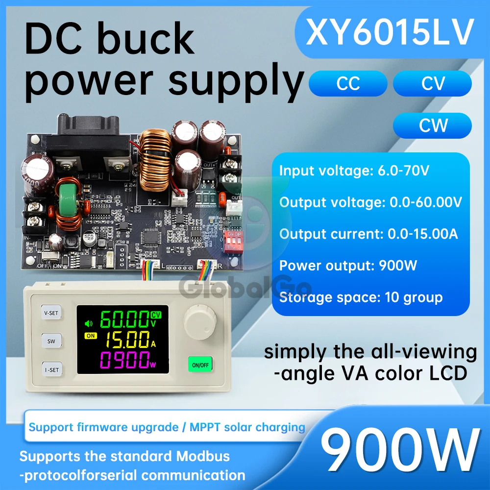 XY6015LV DC 6V-70V to 0-60V 15A 900W CNC Adjustable DC Voltage Regulator CV CC Step Down Power Supply Module