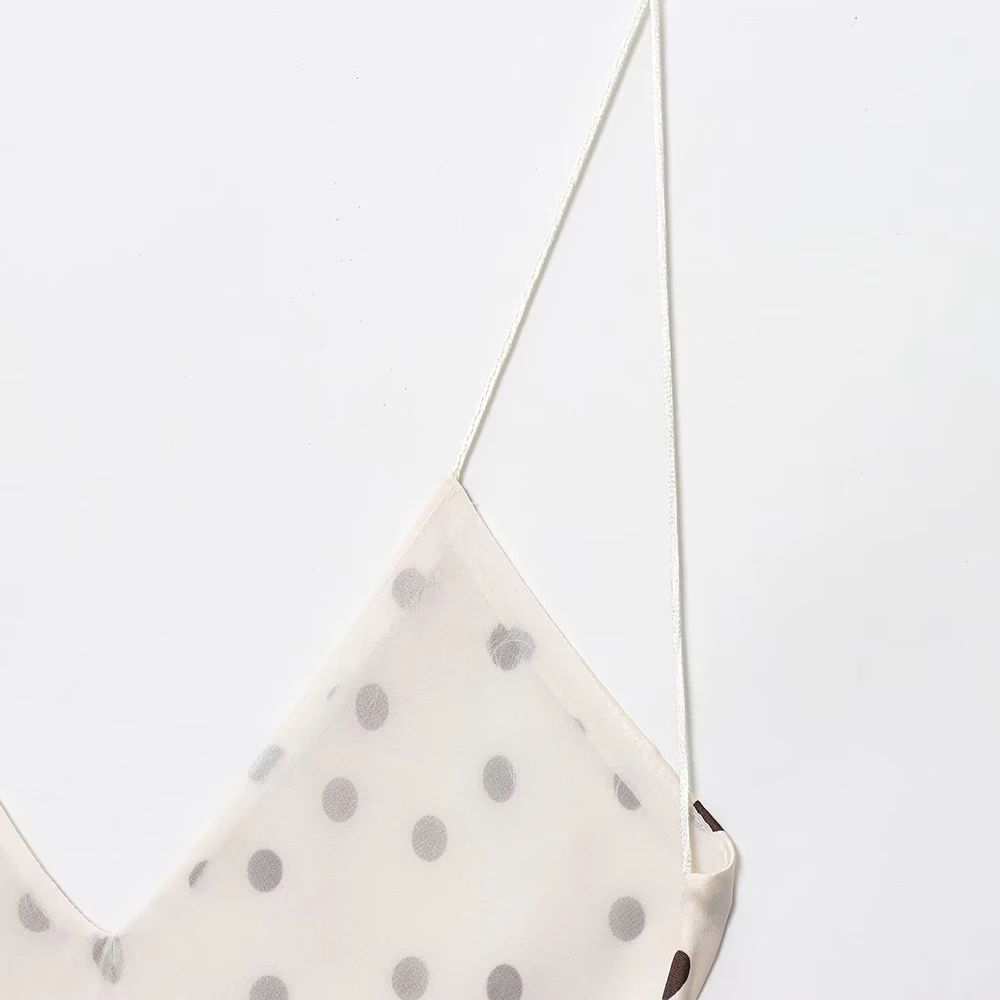 Women's A-Line Satin Midi Dress V-Neck Backless Polka Dot Vestidos Spaghetti Straps Summer Club Party Dress 3067214