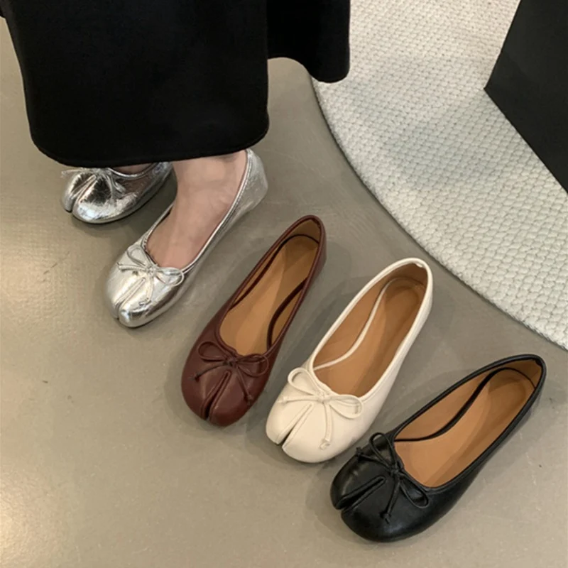 New Brand Women Flats Soft Ballet Shoes Slip On Loafers Soft Moccasins Tabi Ninja Casual Shoes Mujer Ladies Shoes Bow Knot Mujer