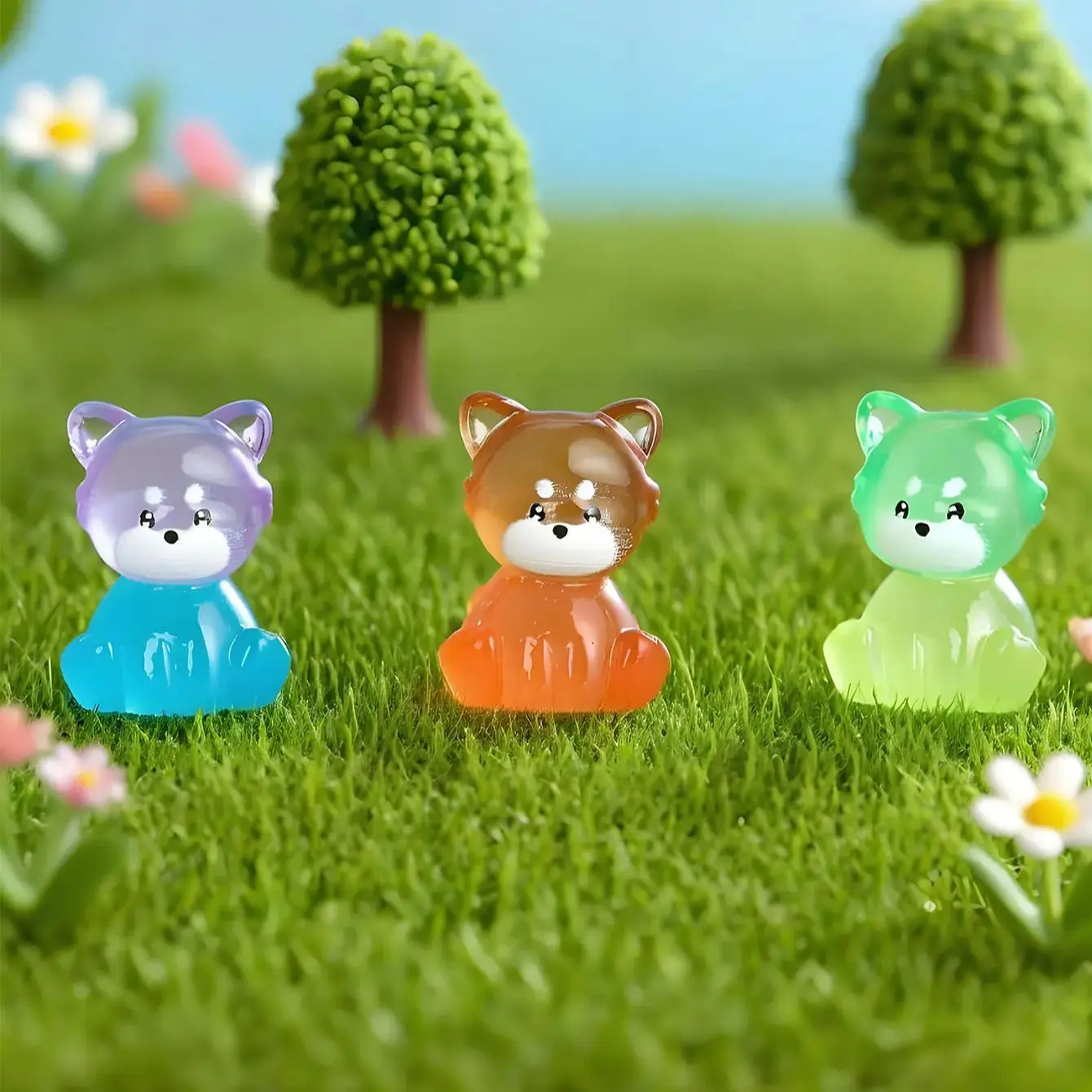 10/20 قطعة مضيئة صغيرة الراتنج الراكون توهج في الظلام الراكون الملونة الحيوانات الصغيرة أرقام حلية DIY بها بنفسك بوعاء النبات ديكور