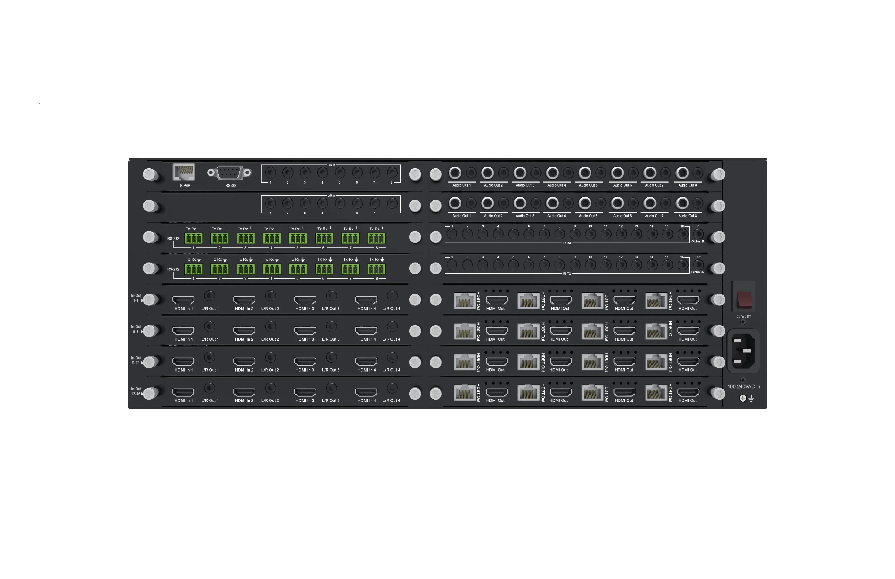 HDbaset 2.0 Matrix 16x16 Soporte 4K@60hz Matrix Switcher 4x4 Matrix Switcher 70m/100m/150m POC