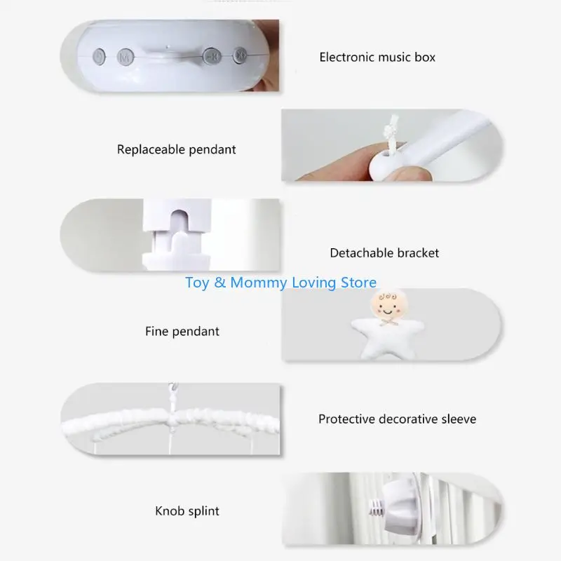 Decoraciones guardería Y1QF Campanas cama ritmo 35 canciones Matátiles juguetes para colgar juguete