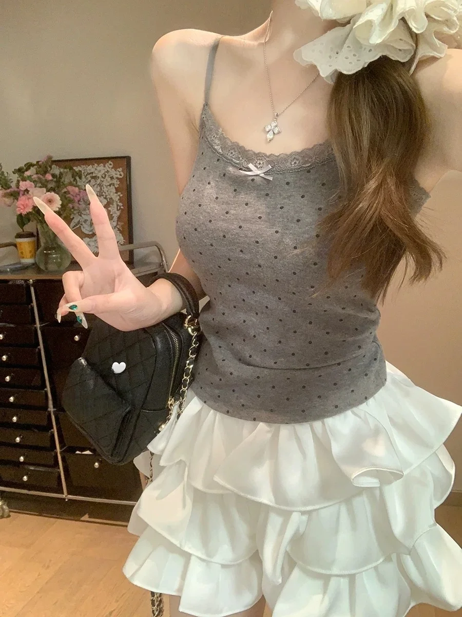 95 Cotton Lace Trim Camisole Tank Top Women's Slim Fit Summer New Style Outerwear Inner Match Pure Desire Base Shirt