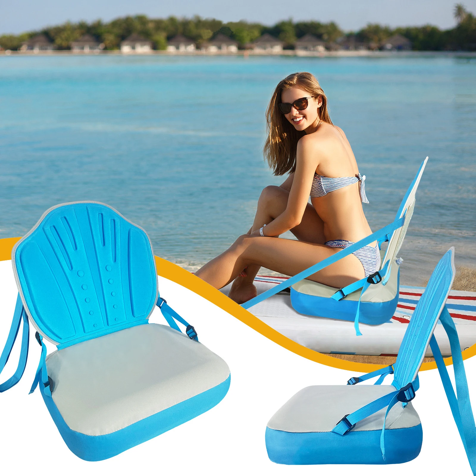 Inflatable Paddle Board Seats Easy Installation Foldable Inflatable Chair with Back Support & Air Pump Adapter for Kayak&SUP view 3