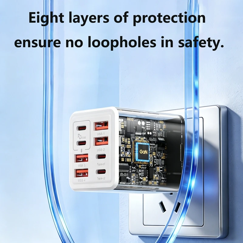 NEW 240W Gan 4PD + 4USB Charger With Type-c Eight-port Fast Charging Adapter Suitable For Apple 17 And Huawei Mobile Phones