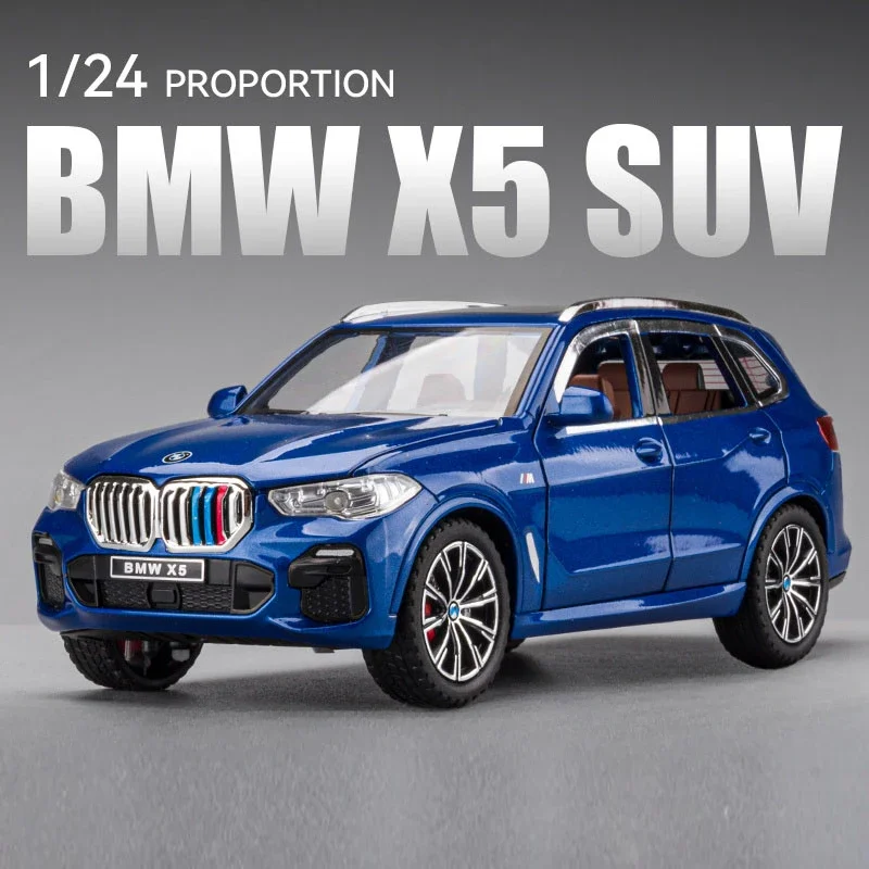 Diecast Alloy 1/24 BMW X5 SUV Car Model Sound Light Boy Metal Diecast Toy Vehicle Collection Miniature Voiture Birthday Gift