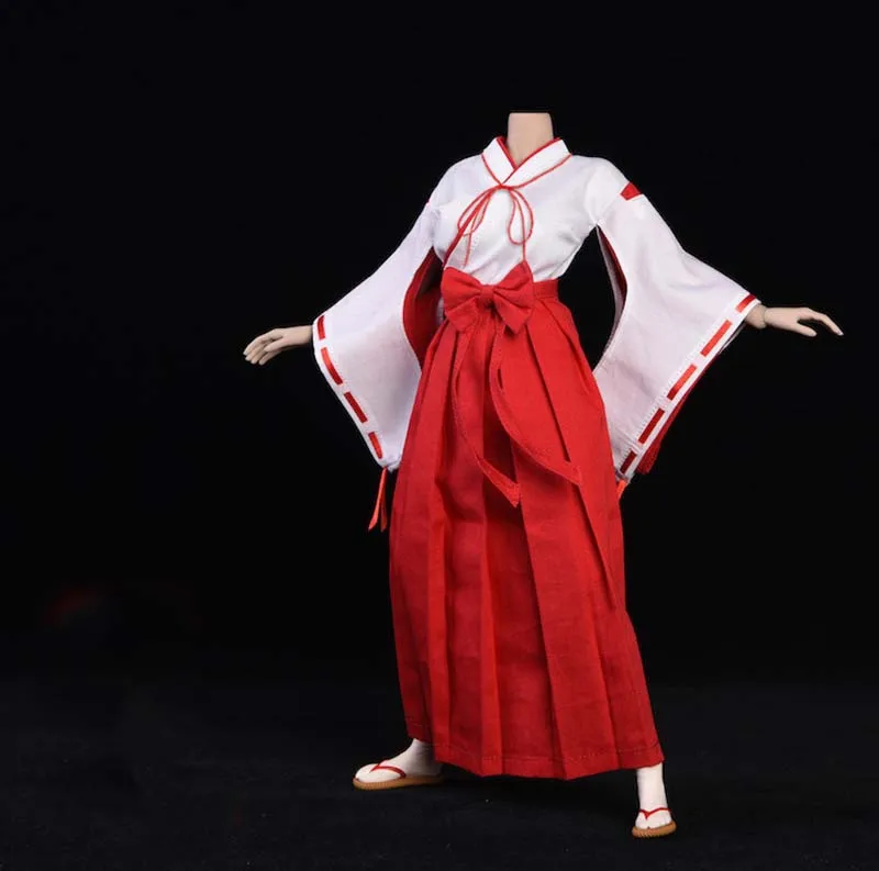 NRTOYS NR20 1/6 Female Witch Kimono Miko Suit Include Clogs Solid Shoes Model for 12 Inch DIY 12