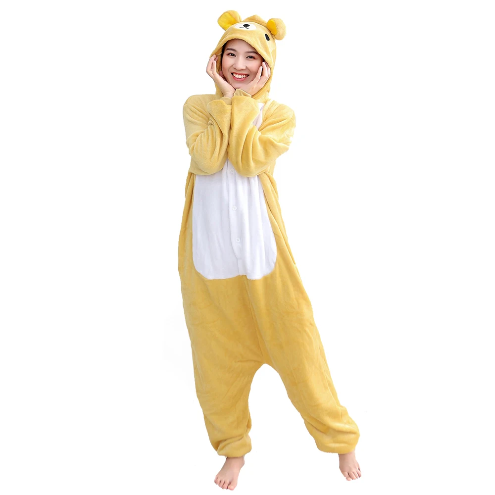 

Flannel Cartoon Bear One-piece Pajamas Kigurumi Halloween Cosplay Costume Jumpsuit Sleepwear Adult Kids Onesie Homewear Bodysuit