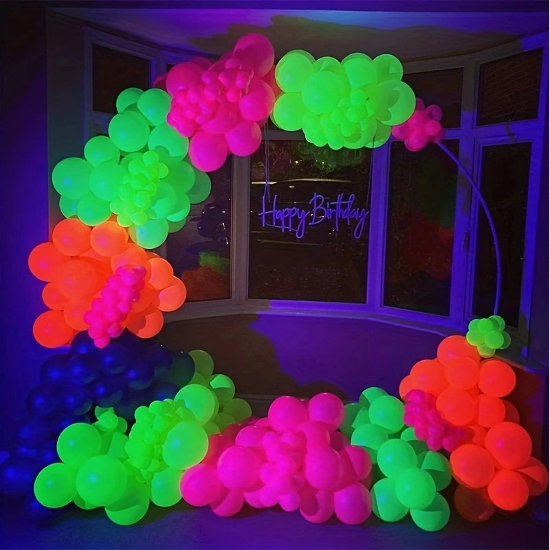 20pcs Party Balloons UV Blacklight Reactive Neon Fluorescent Balloons GLOW In The DARK Balloon for Adults Wedding Hallowe