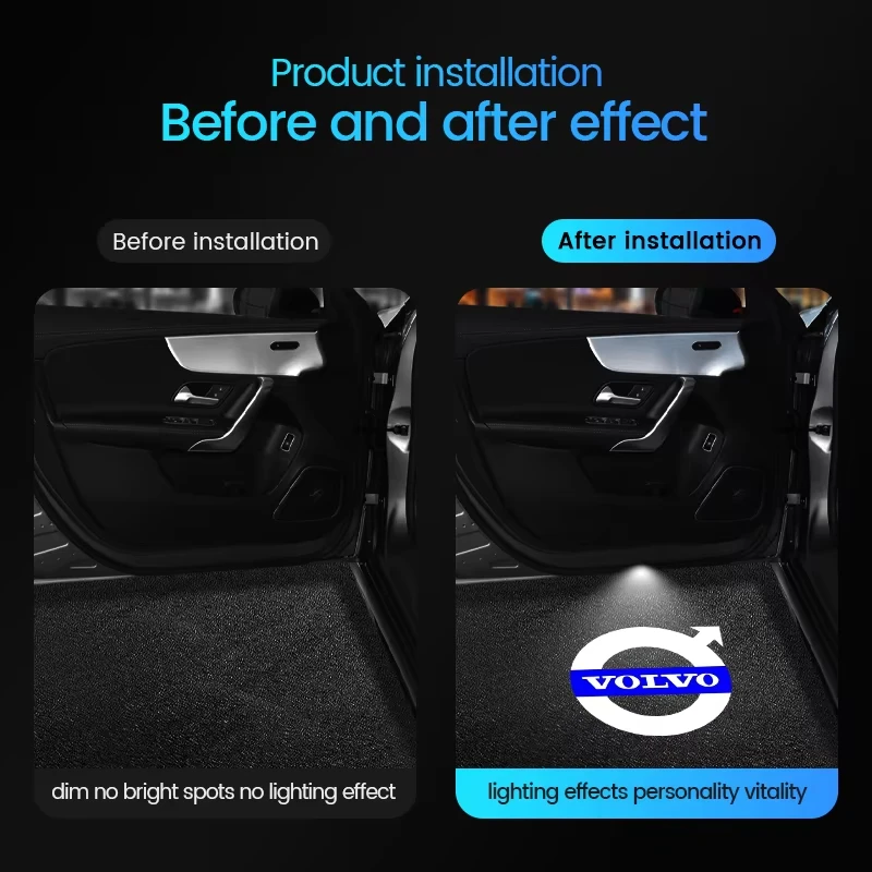 Led HD Araba Kapı Karşılama ışık projektörü Lambaları Volvo Rdesign Polestar AWD V50 S60 XC60 S40 XC40 XC90 V60 S80 S90 V90 V70 T6