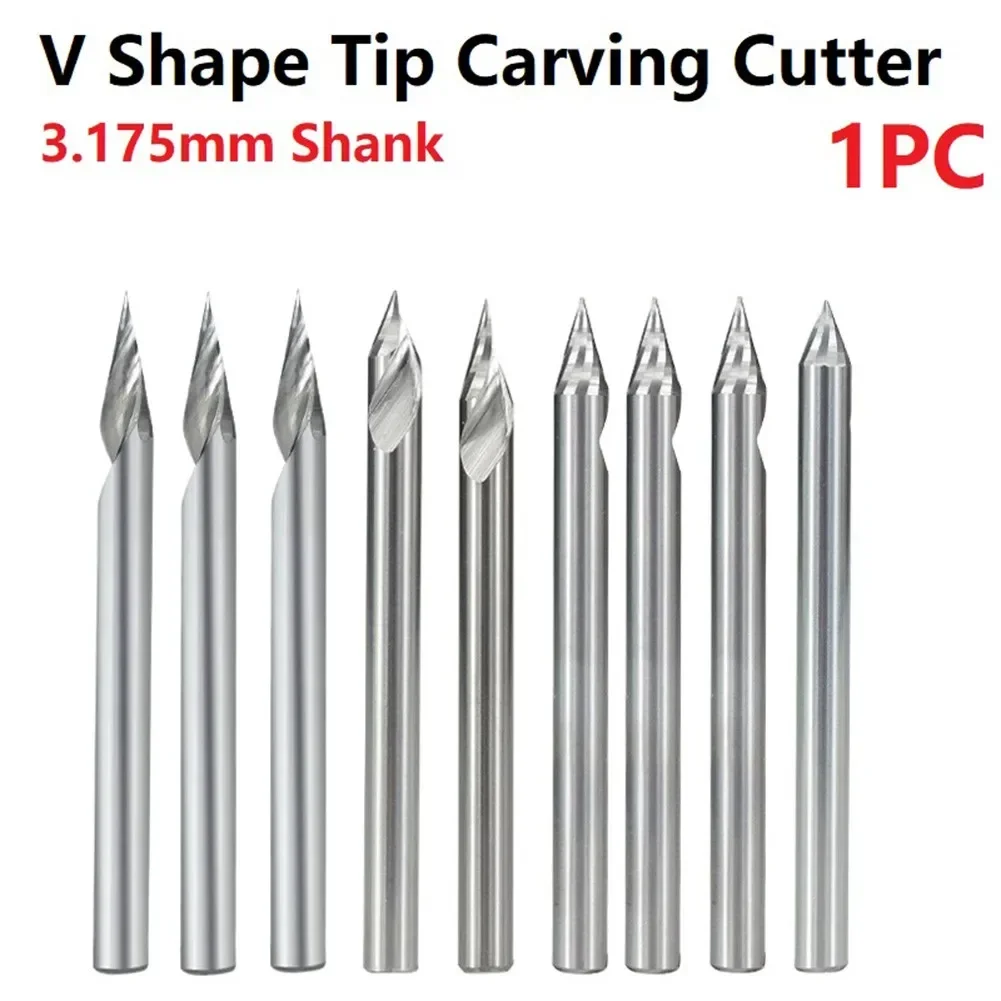 3D Engraving Bit V Shape Tip Milling Cutter Carbide 20-60 Degree Single Flute Milling Spiral For Woodworking Metal Engraving