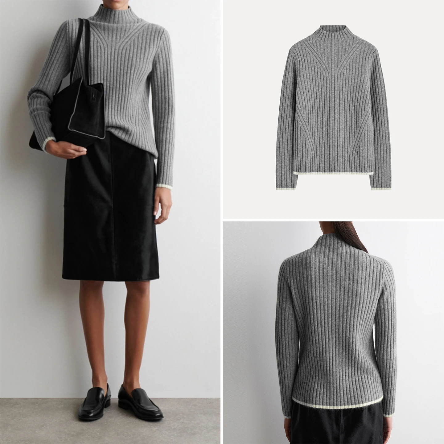 

Faionable Ribbed Chimney Ne Knitwear Versatile Sle Women's Premium Quali Long Sve Striped Patterned Autumn New Arr...