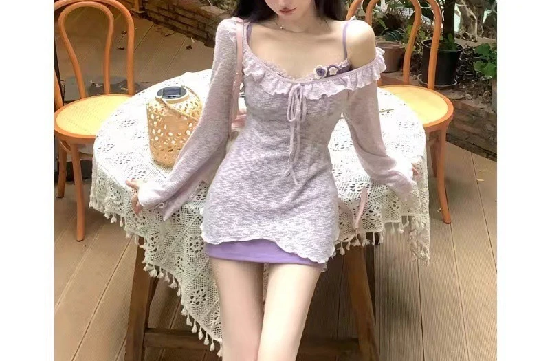 2025 Summer Women Sun Protection Outfit Lace Sweet Dress Two Piece Set Pure Desire Style