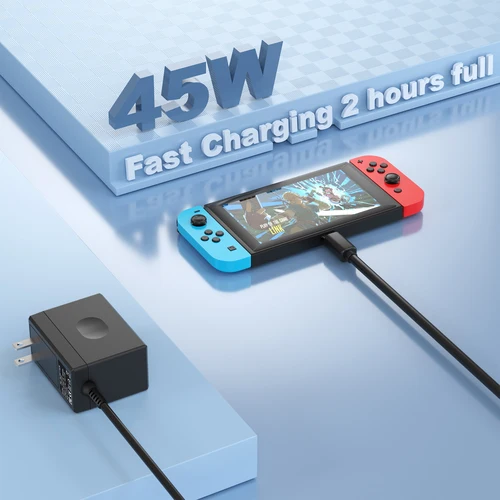 Imagen 2 del producto Cargador para Nintendo Switch Adaptador de CA 45 W Carga rápida Cargador Nintendo Switch Compatible con el controlador Switch Lite/Dock/Pro