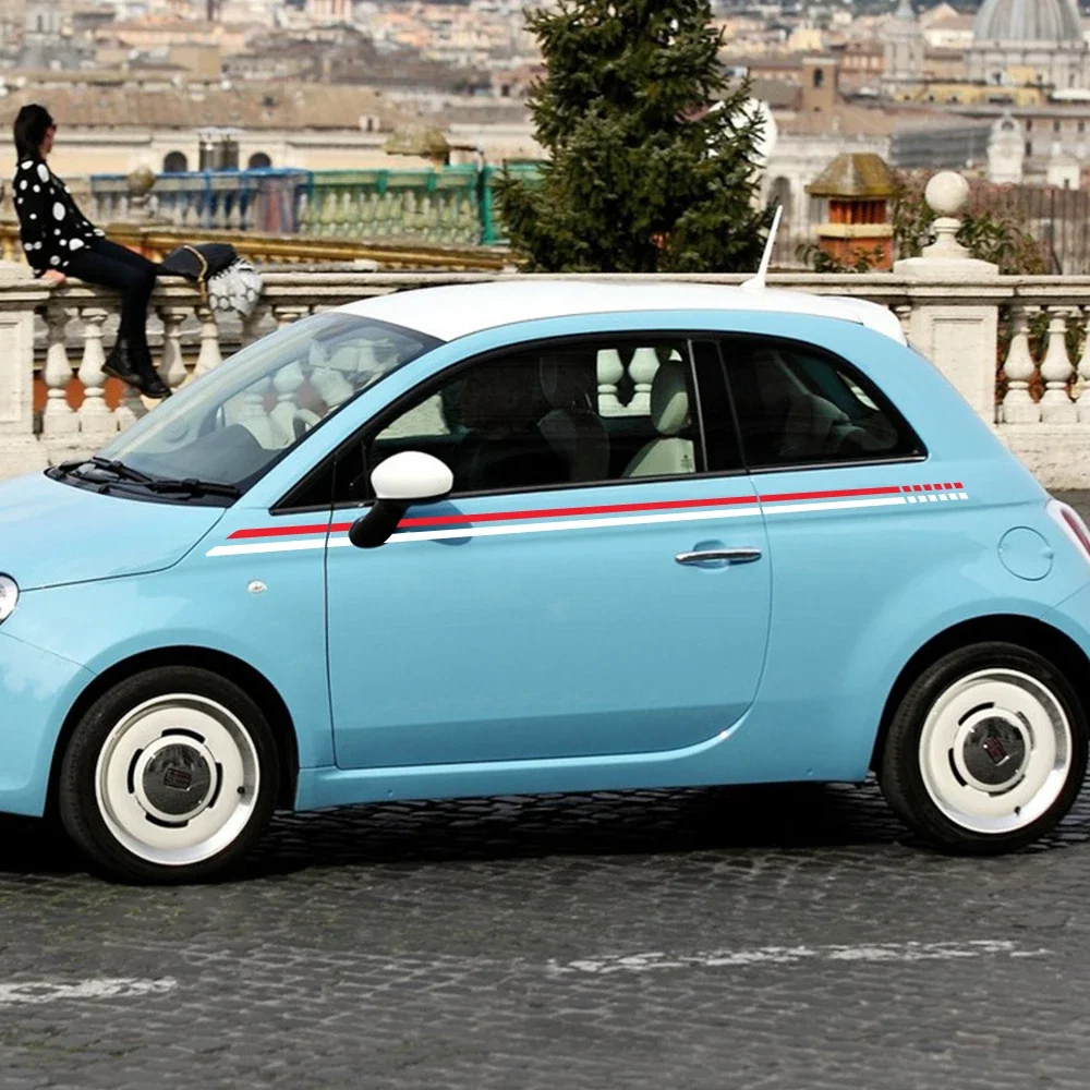 For Fiat Abarth 500 2Pcs Car Waist Line Stickers Automobile Door Side Vinyl PVC Film Decals Decoration Auto Tuning Accessories