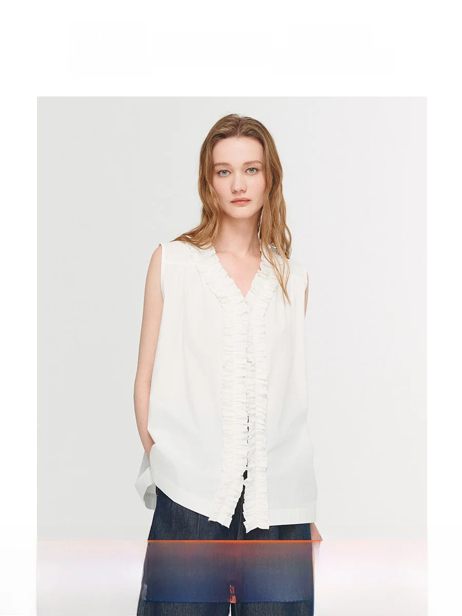 

Оригинальный дизайн SUD: белая женская свободная блузка с кружевной отделкой, хлопковая, с V-образным вырезом, дышащая, летняя, для повседневной носки