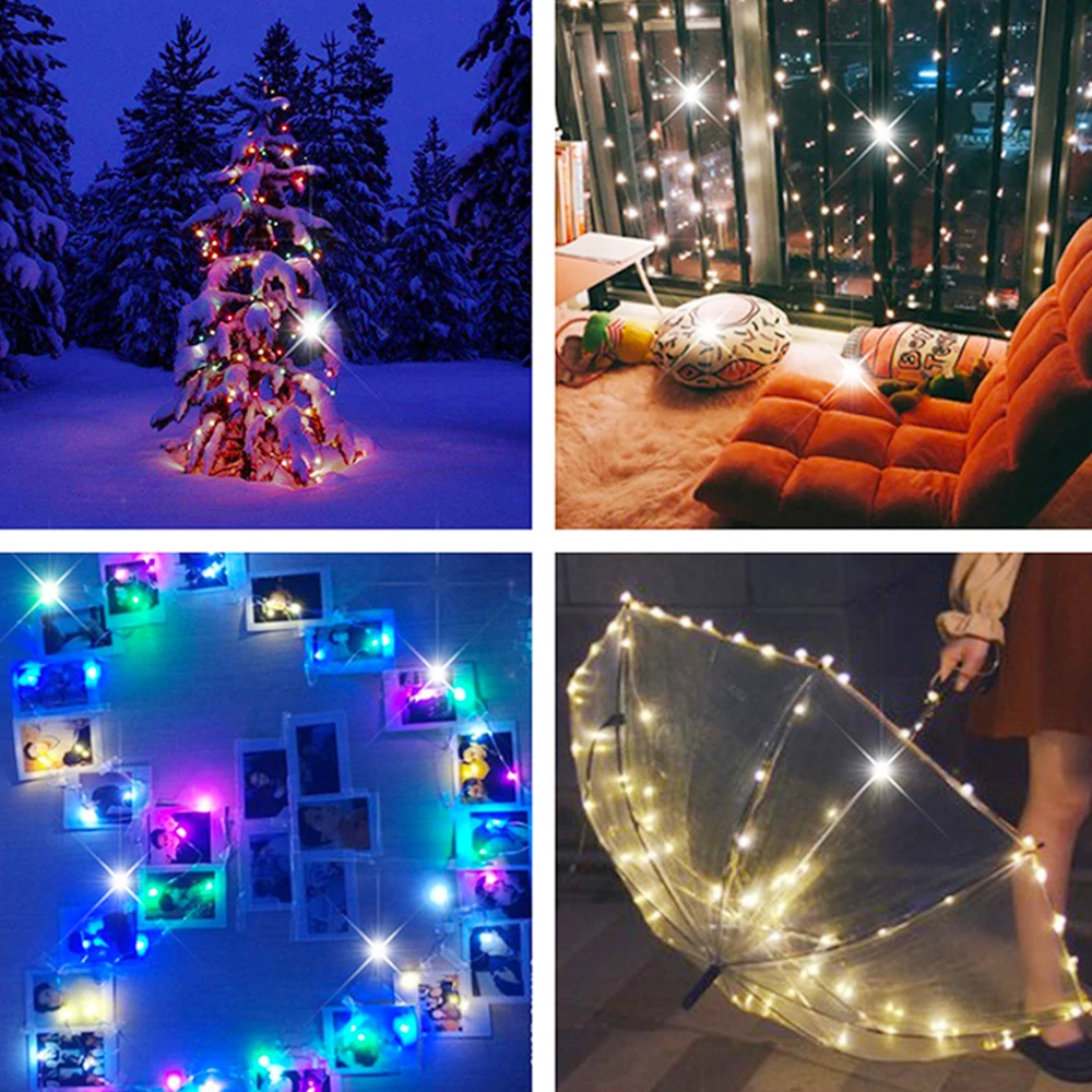 2022 Natal LED Fairy Tale Garland String Lights 1M 2M 3M Bateria Quarto Outdoor Garden String Lights Decoração do feriado