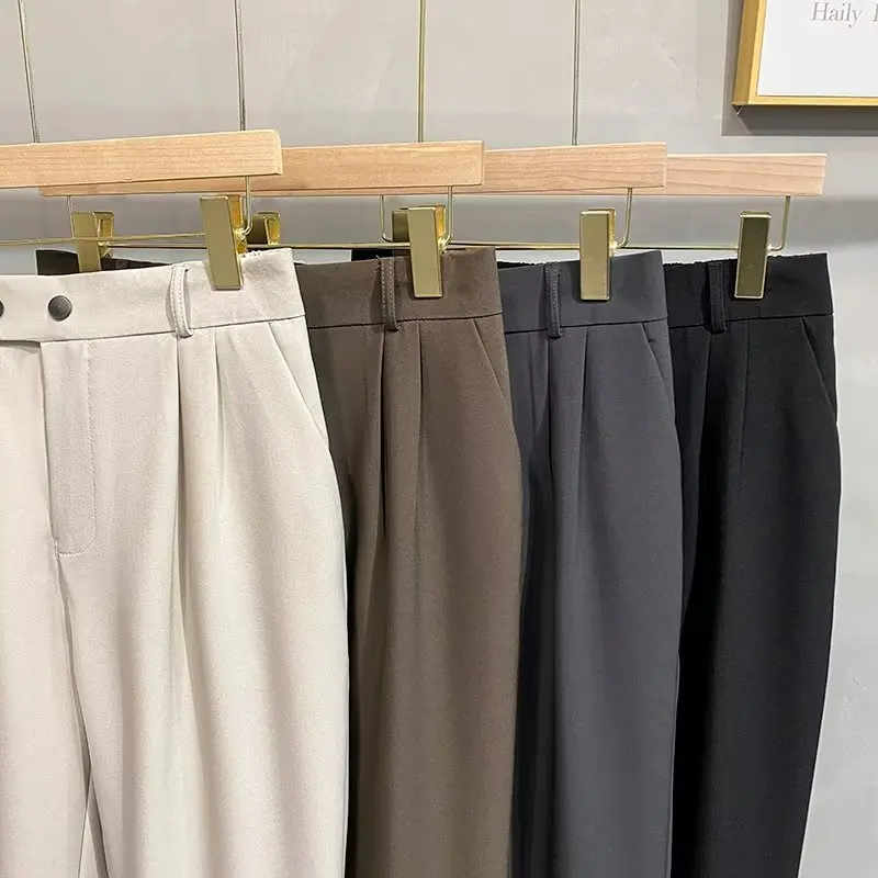 Luxury Fashion Straight Men\'s Casual Pants Spring Summer New Korean Suit Pant Harem Business Formal Male Trousers Trendy Brand