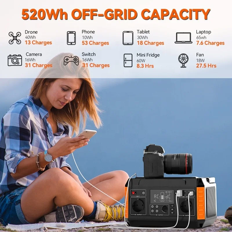 Generatore di energia portatile per centrale elettrica 220V 520Wh tutto in un sistema di prodotti energetici batterie caricatore solare