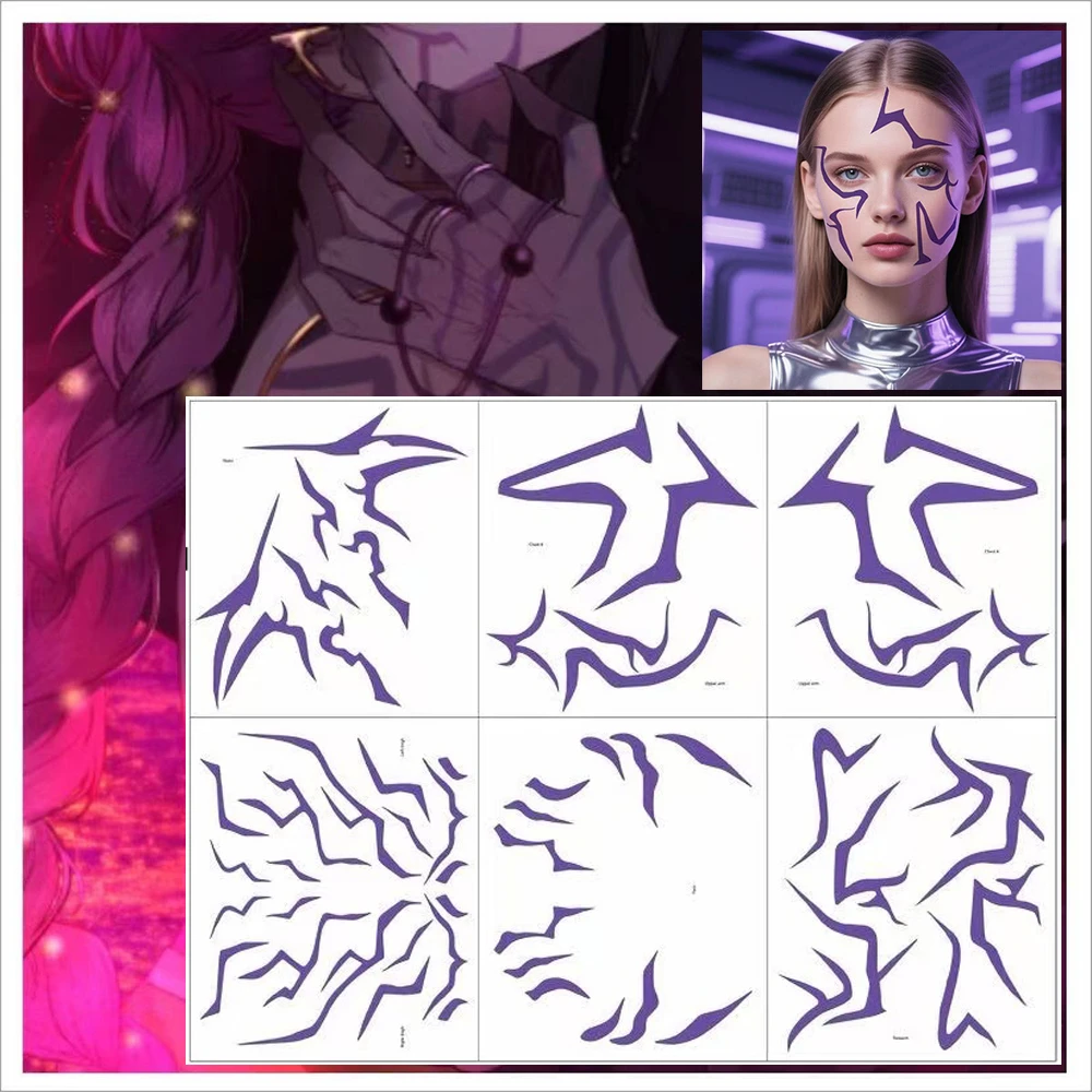 

6pcs/set Kpop Demon Hunters Rumi Kang Temporary Tattoo Sticker Rumi Tattoo Demonizing Sticker For Halloween Party Gifts