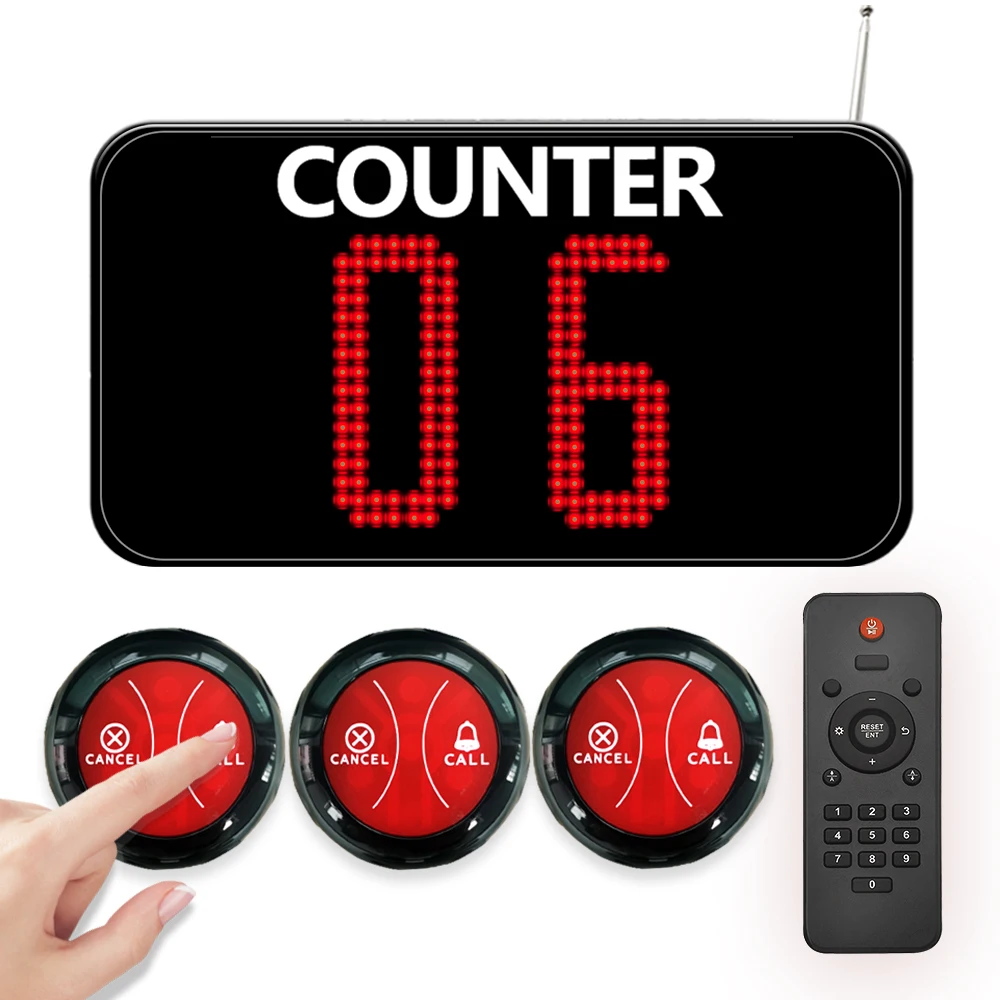 Wireless Queue Management System 1 Display Screen 3 Call Buttons Counter Number for Bank Hospital Office Supermarket